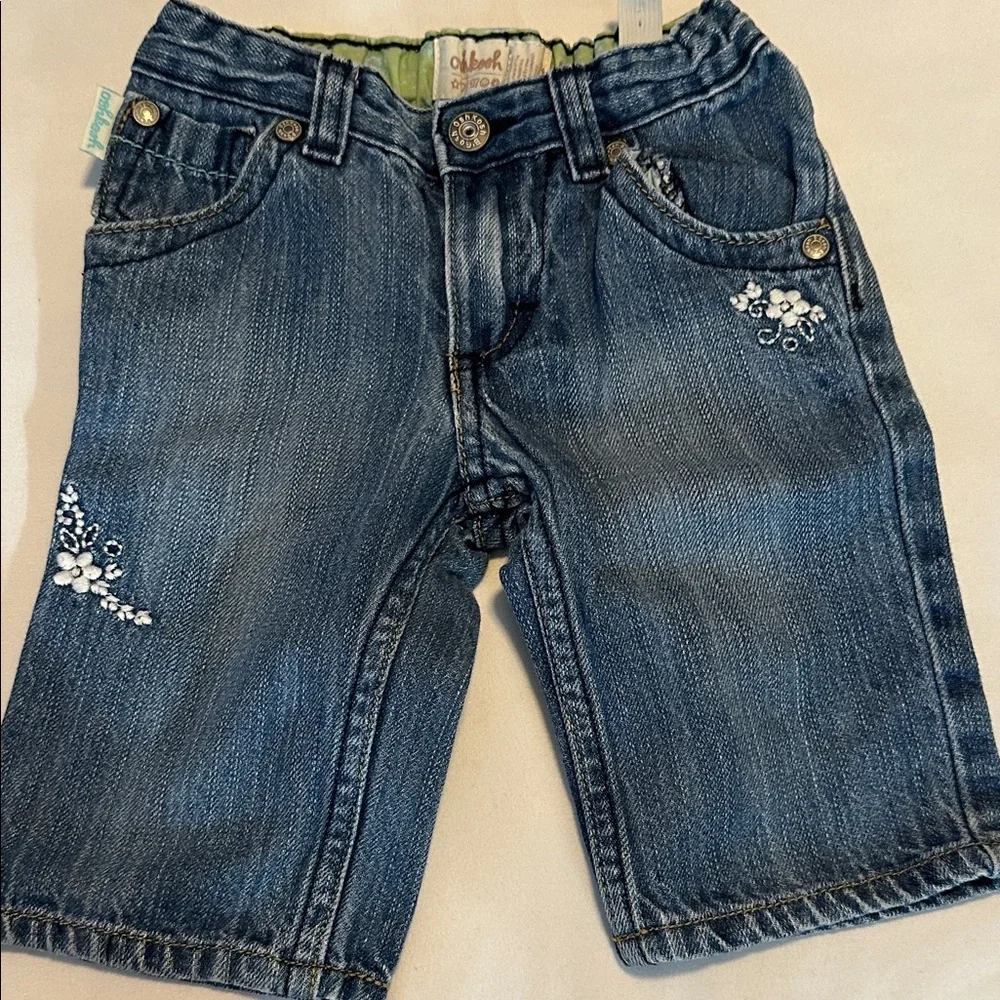 OshKosh B'gosh Blue Denim Kids Jeans with Floral Embroidery